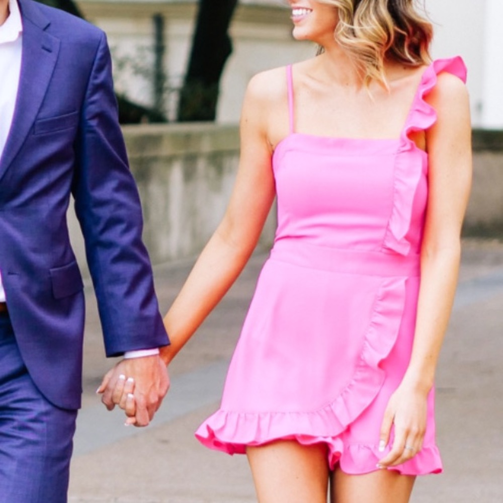 Pink Romper with Ruffle Accent